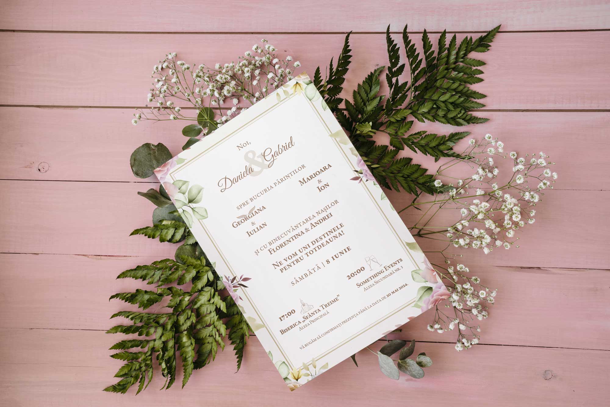 Peak's Designs Traian Mircea Voineagu TMV Daniela & Gabriel - wedding invitation mockup