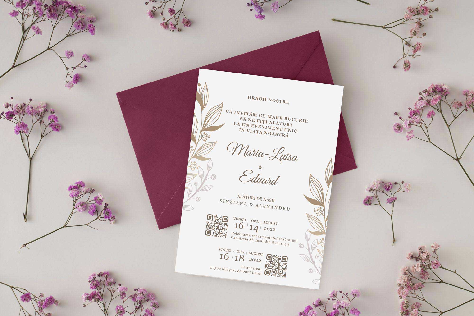 Peak's Designs Traian Mircea Voineagu TMV Eduard & Maria - wedding invitation mockup